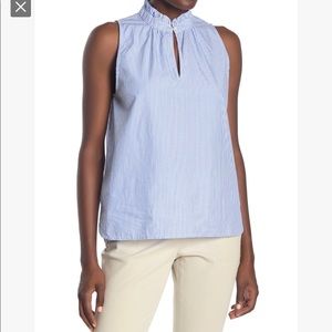 ❌SOLD❌ J.Crew Sleeveless Poplin Ruffle Neck blouse
